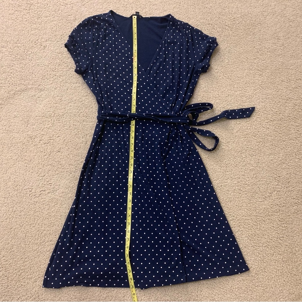 Lands' End Polka Dot Navy Wrap Dress - Picture 5 of 9